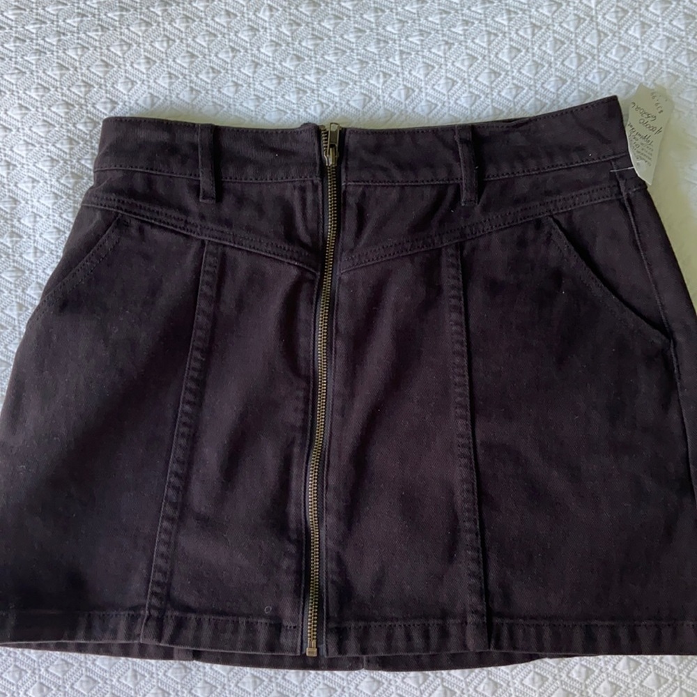 Black denim mini skirt